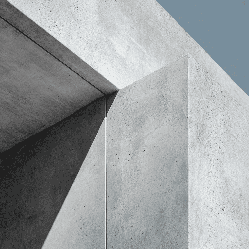 Betonvægge i DS1140 Videncenter med minimalistisk design og skarpe linjer.